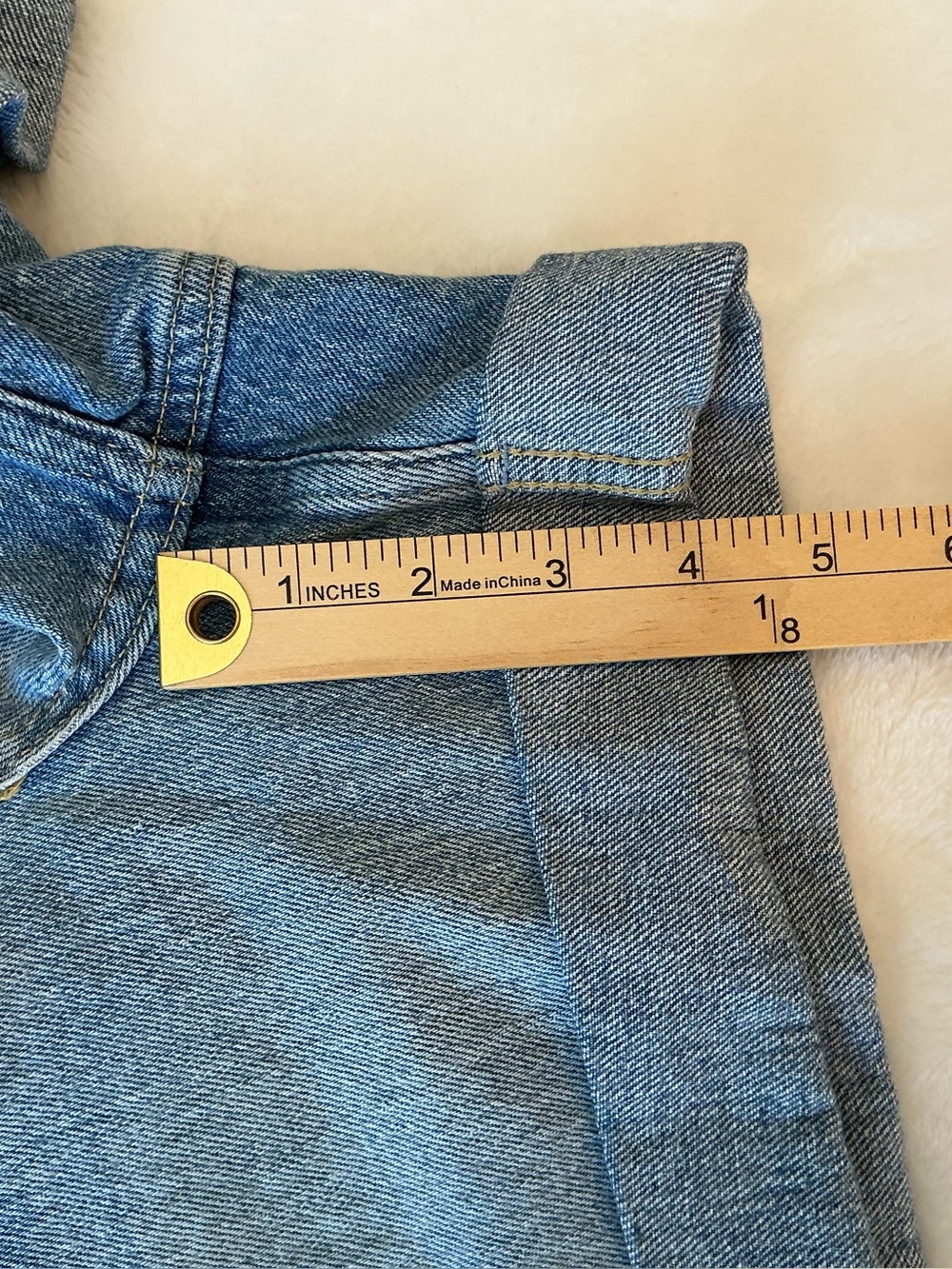 Free Assembly Denim Shorts Sz 12 Organic Cotton Stretch Jean Shorts Light Wash - Picture 10 of 13